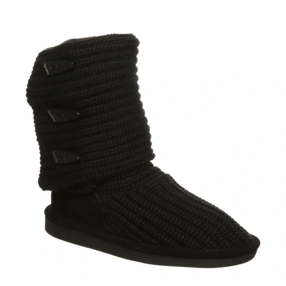 FLAWED Bearpaw Black Knit Tall Boots Size 9 US $80